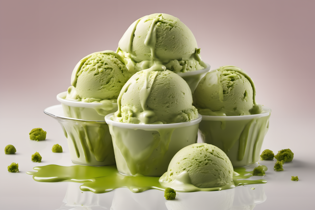 Matcha ice cream served in individual cups