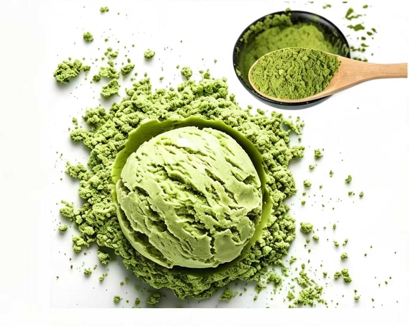 Matcha ice cream with matcha powder