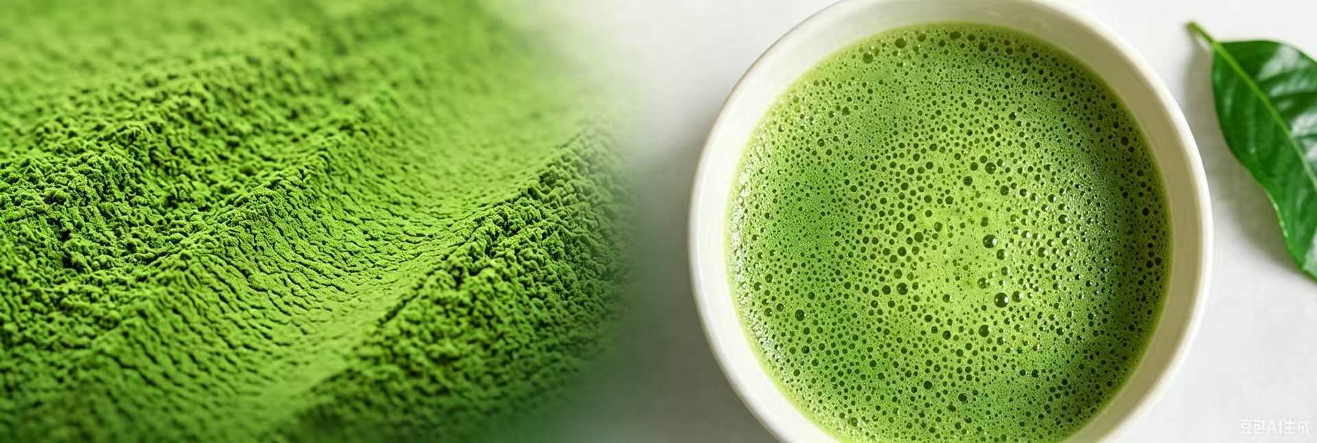 Matcha Knowledge Close view of fresh matcha powder and prepared tea