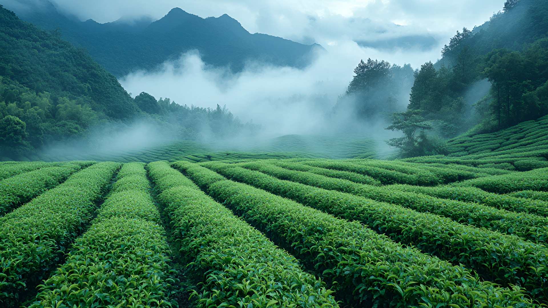 Factory & Supply Chain Misty mountain tea fields