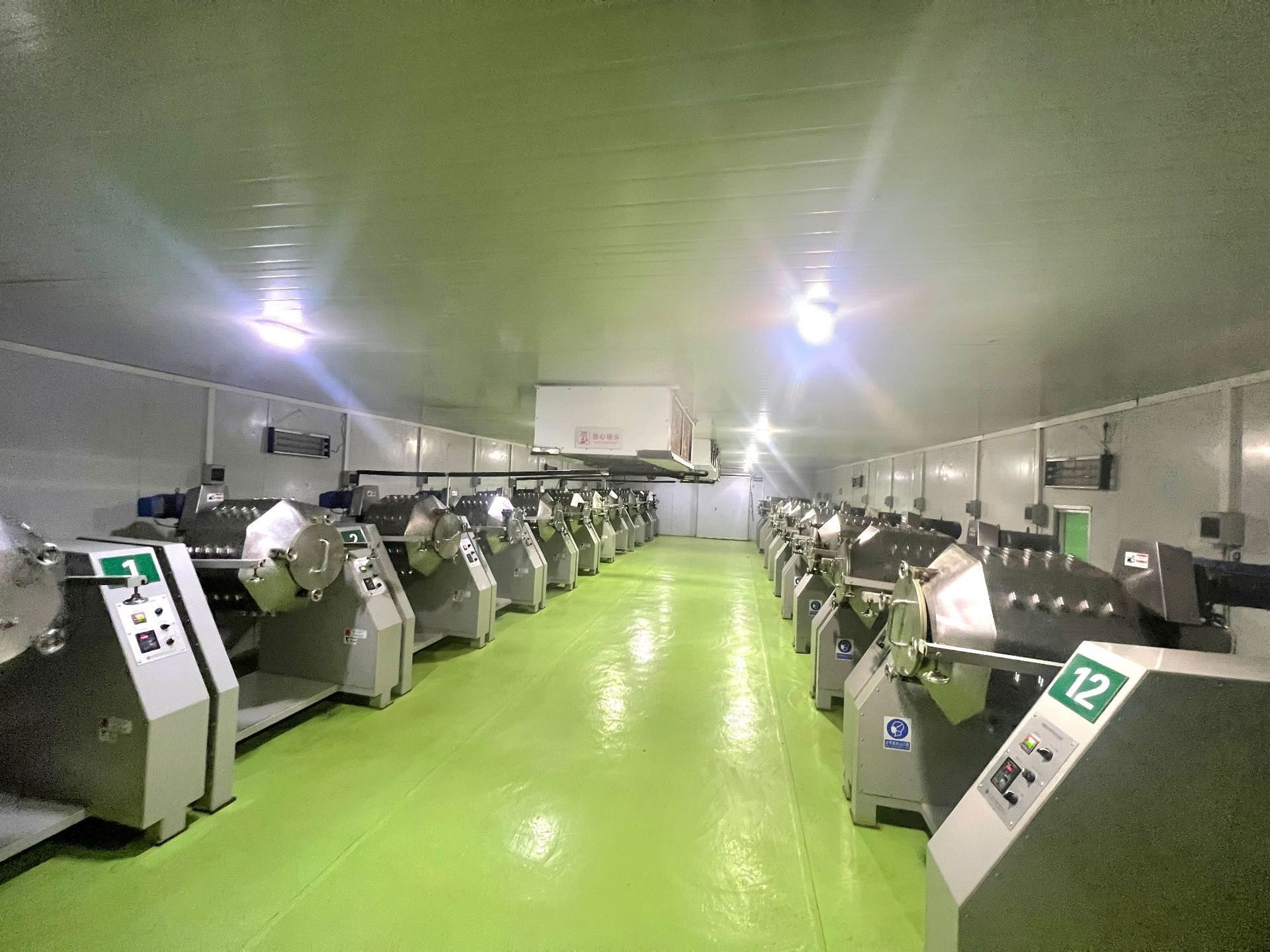 Home Organized matcha production line in a controlled processing room